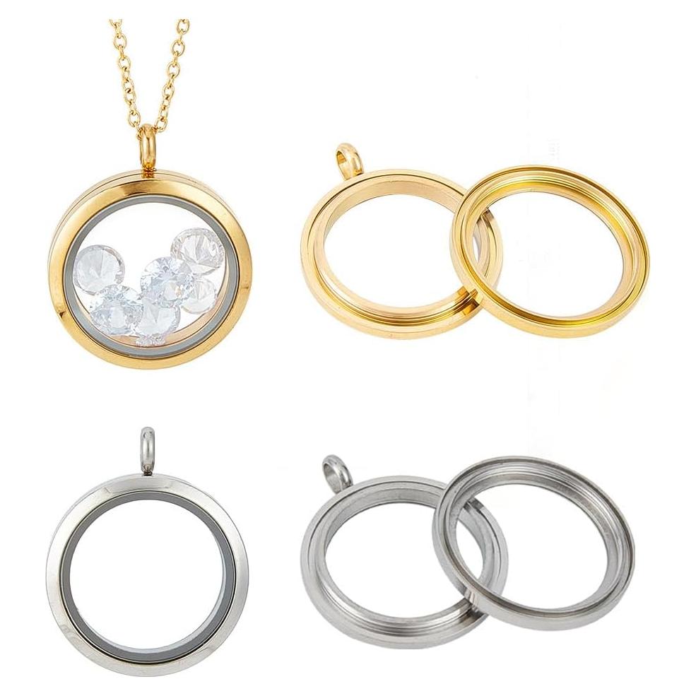 4 Colgantes de Foto de Acero Inoxidable DELORIGIN con Cadena 45cm