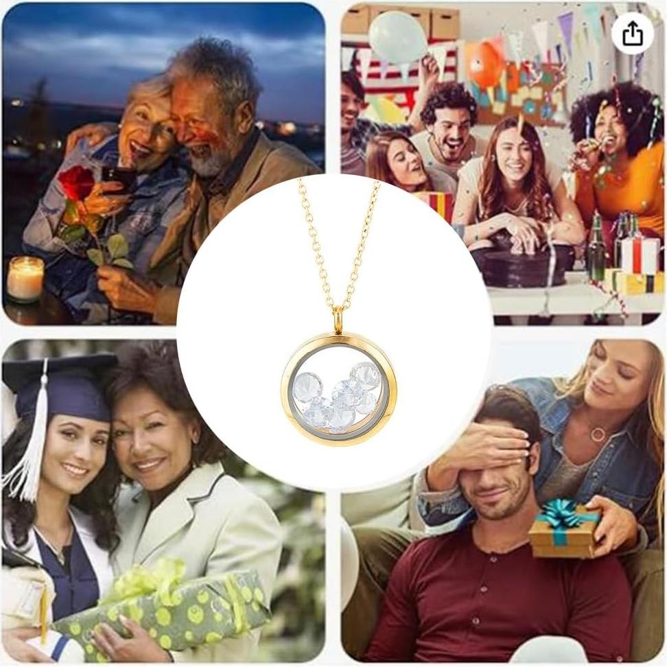 4 Colgantes de Foto de Acero Inoxidable DELORIGIN con Cadena 45cm