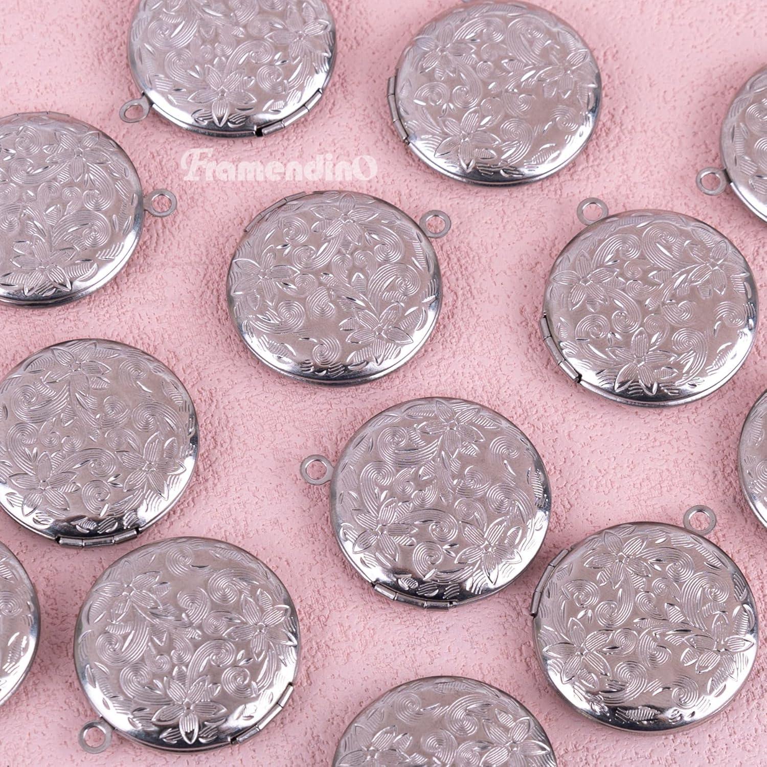 Paquete de 20 Charms de Locket Framendino de Acero Inoxidable
