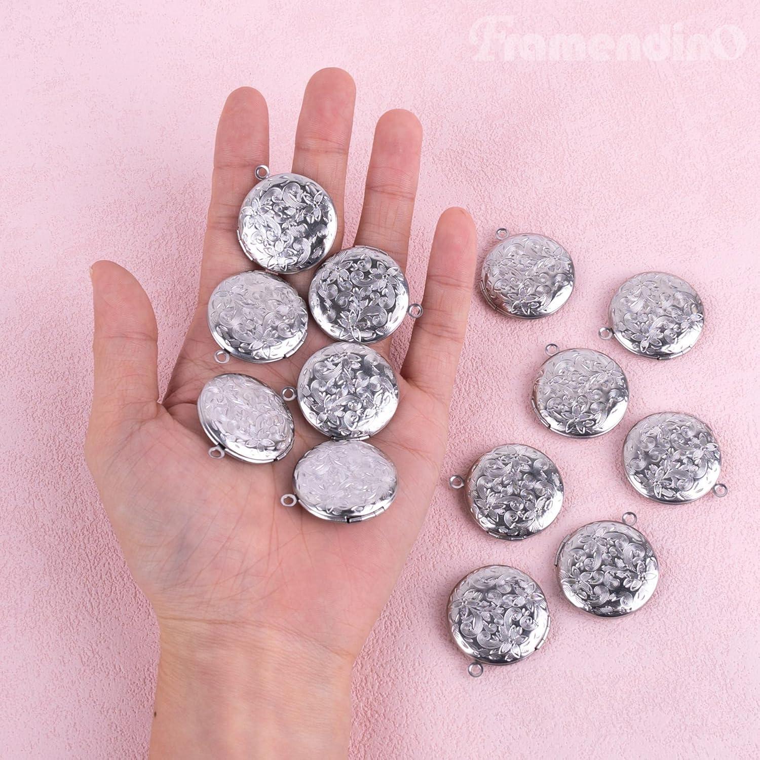 Paquete de 20 Charms de Locket Framendino de Acero Inoxidable