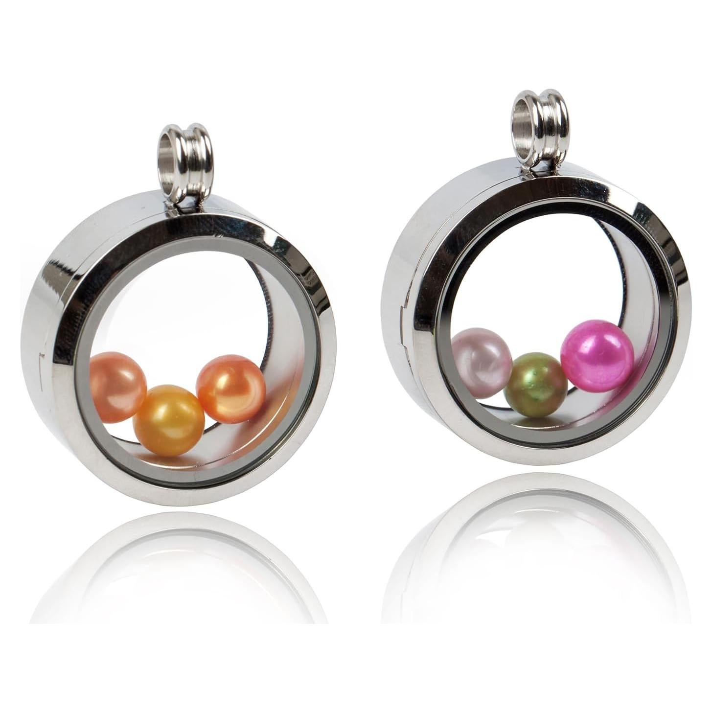 2 Colgantes Flotantes de Acero Inoxidable 30mm Africanbeads