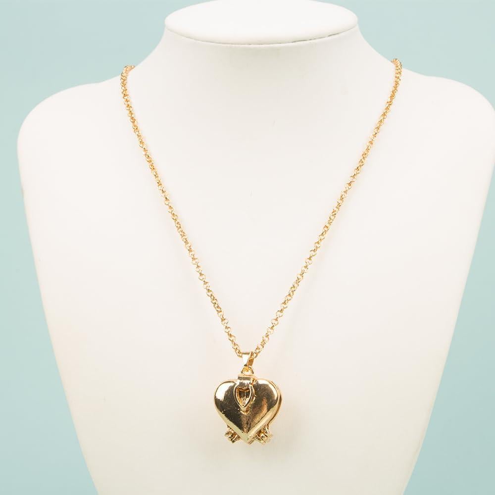 Collar de Corazón con Locket ZORZA - 2 Piezas, Oro y Plata