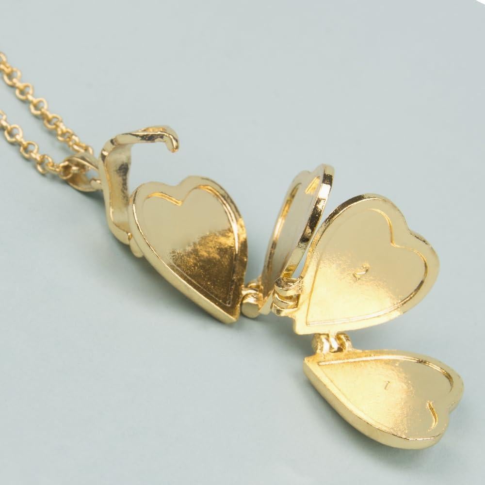 Collar de Corazón con Locket ZORZA - 2 Piezas, Oro y Plata