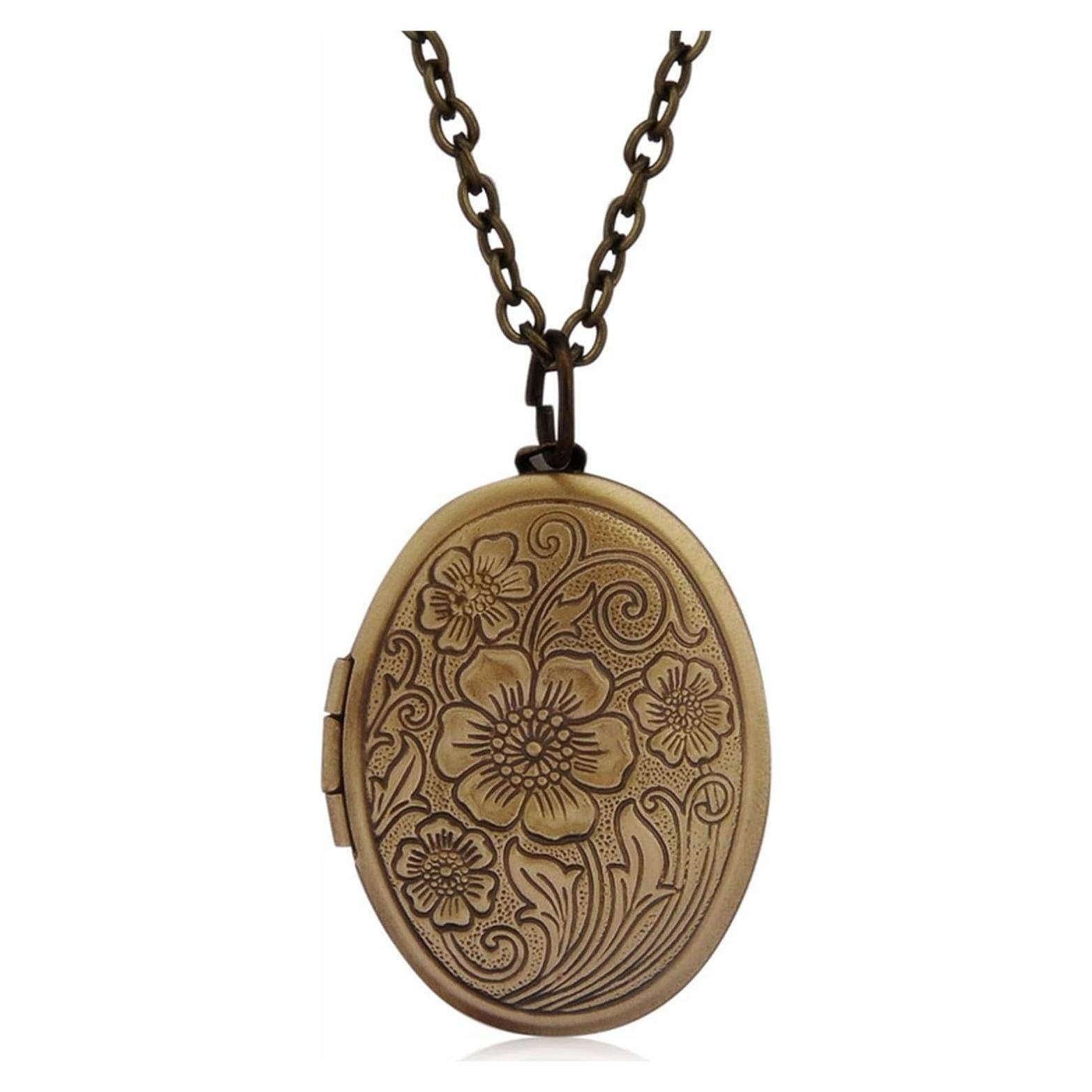 Collar Medallón Geométrico Grabado Vintage Bronce 7.87g