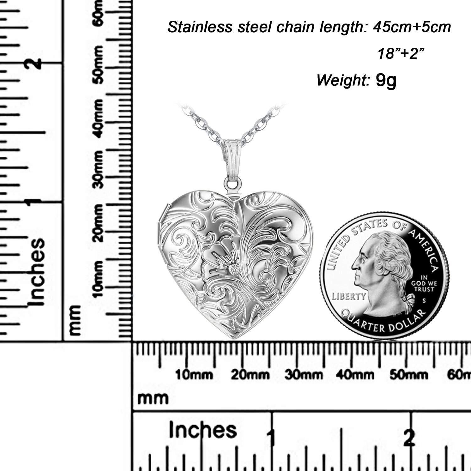 Collar Locket YOUFENG Corazón Plata 45cm con Imágenes