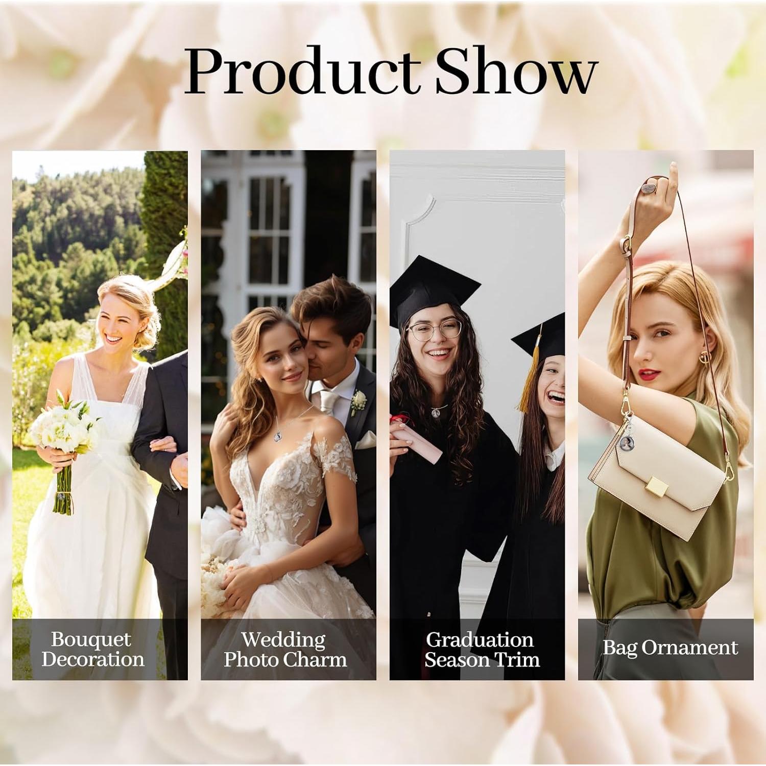 Encantos de Locket de Memoria WANDIC - 4 Piezas Plata