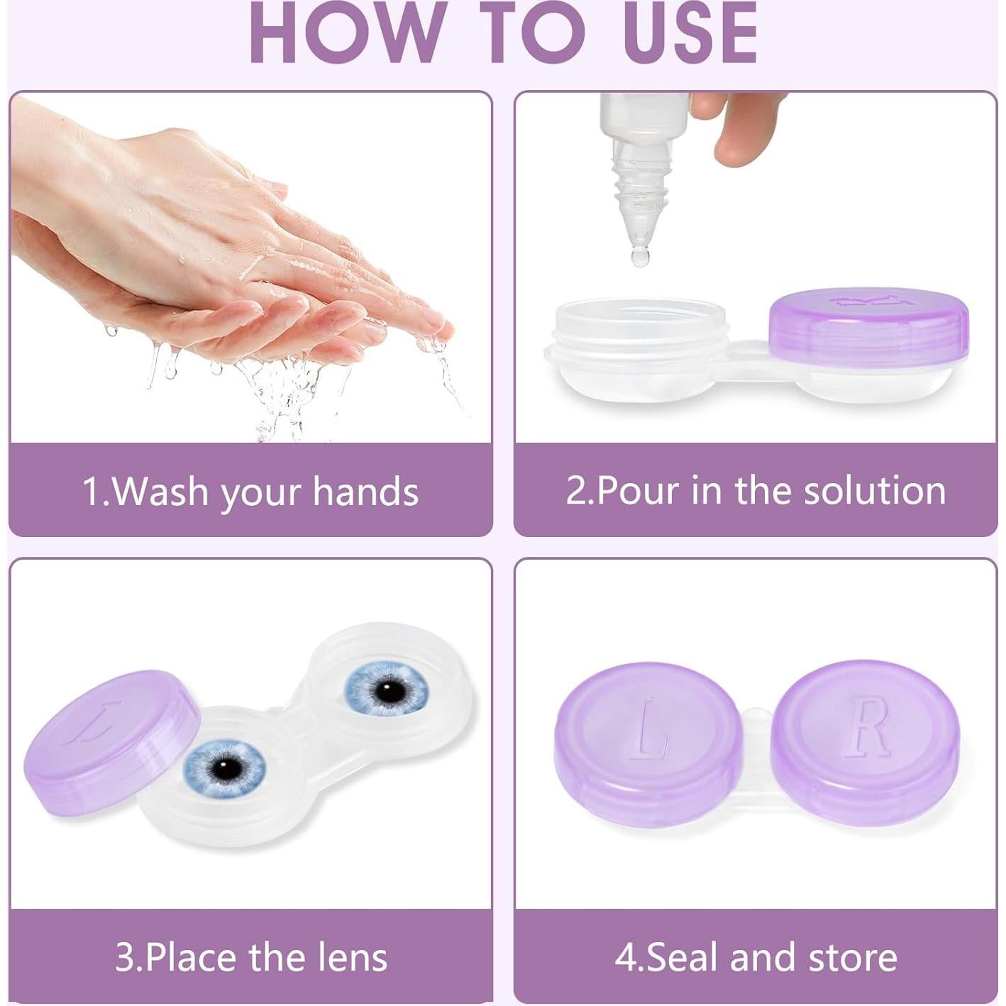 Paquete de 36 estuches para lentes de contacto transparentes