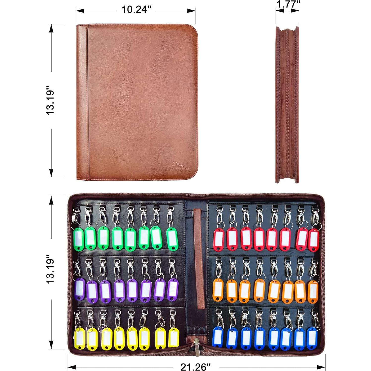 Organizador de Llaves Bstansion de Cuero Marrón con 48 Ganchos