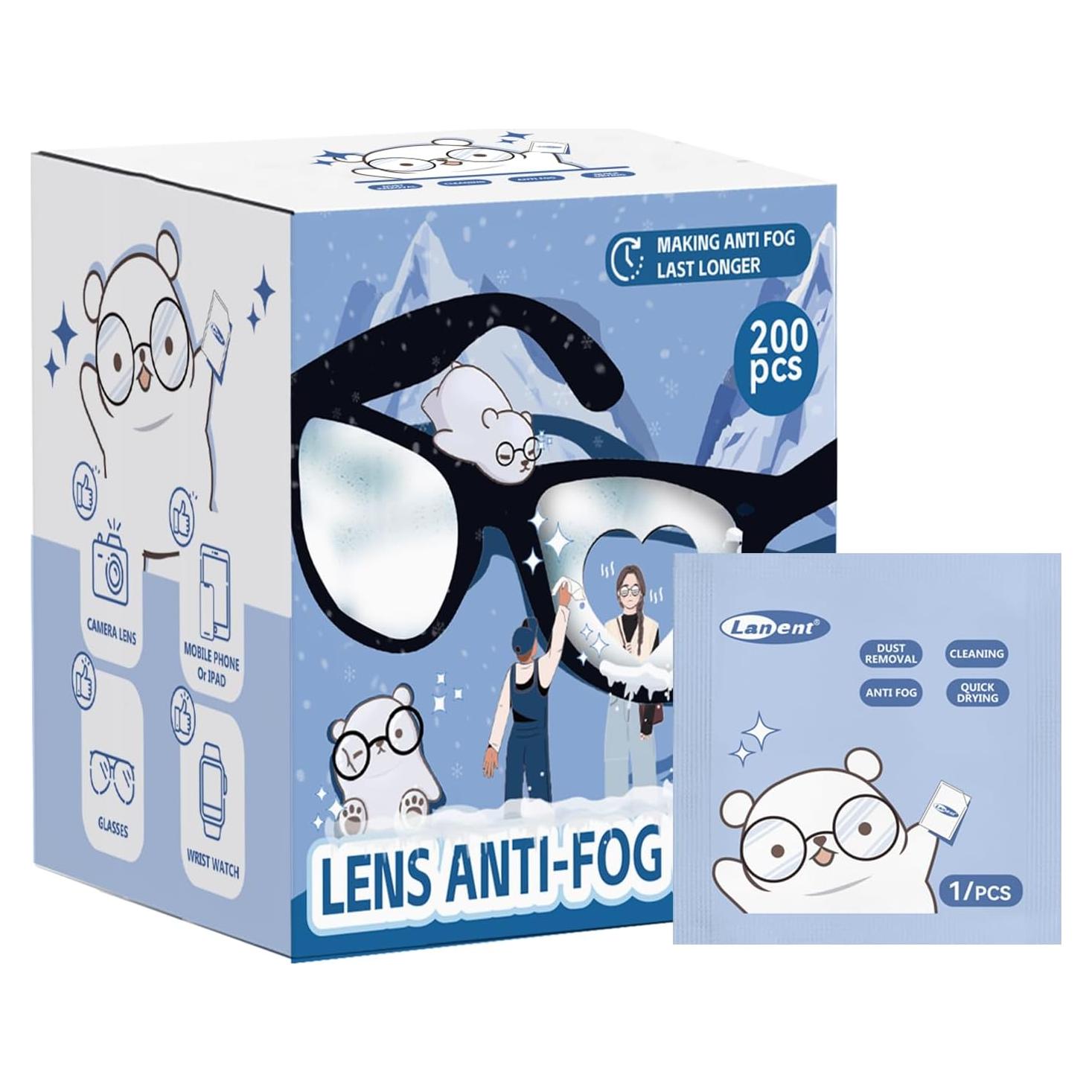 Toallitas Antivaho Prehumedecidas 200 PCS Icepac para Gafas