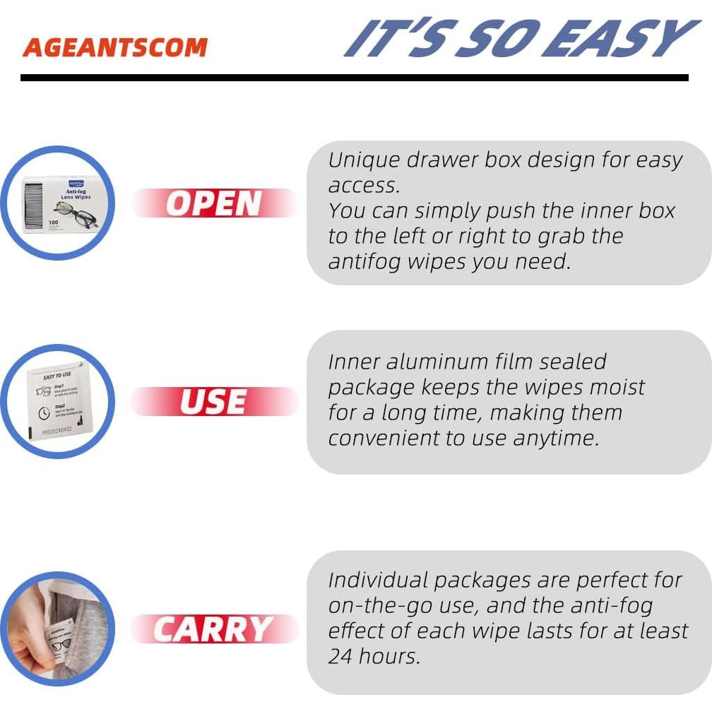 Toallitas Antivaho Prehumedecidas Ageantscom - 100 Unidades