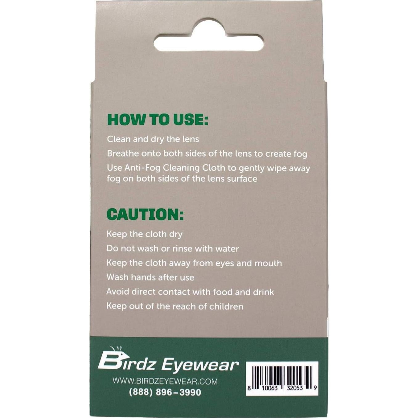 Paño Antivaho Birdz Reutilizable 15x15 cm - Sin Vaho para Gafas