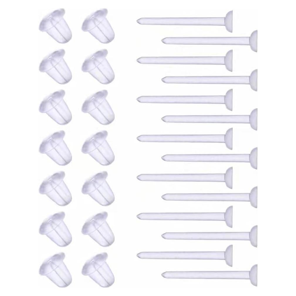 Pendientes de plástico DSOMHZ 100 pares con respaldos de goma