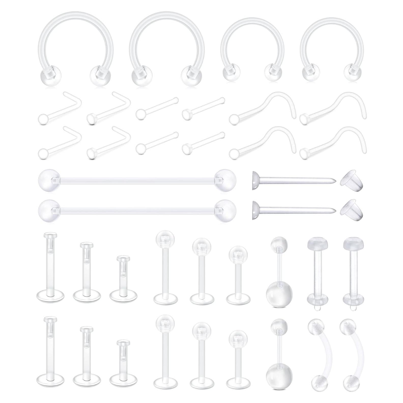 Set 38 Retenedores Transparentes Mayhoop para Piercings