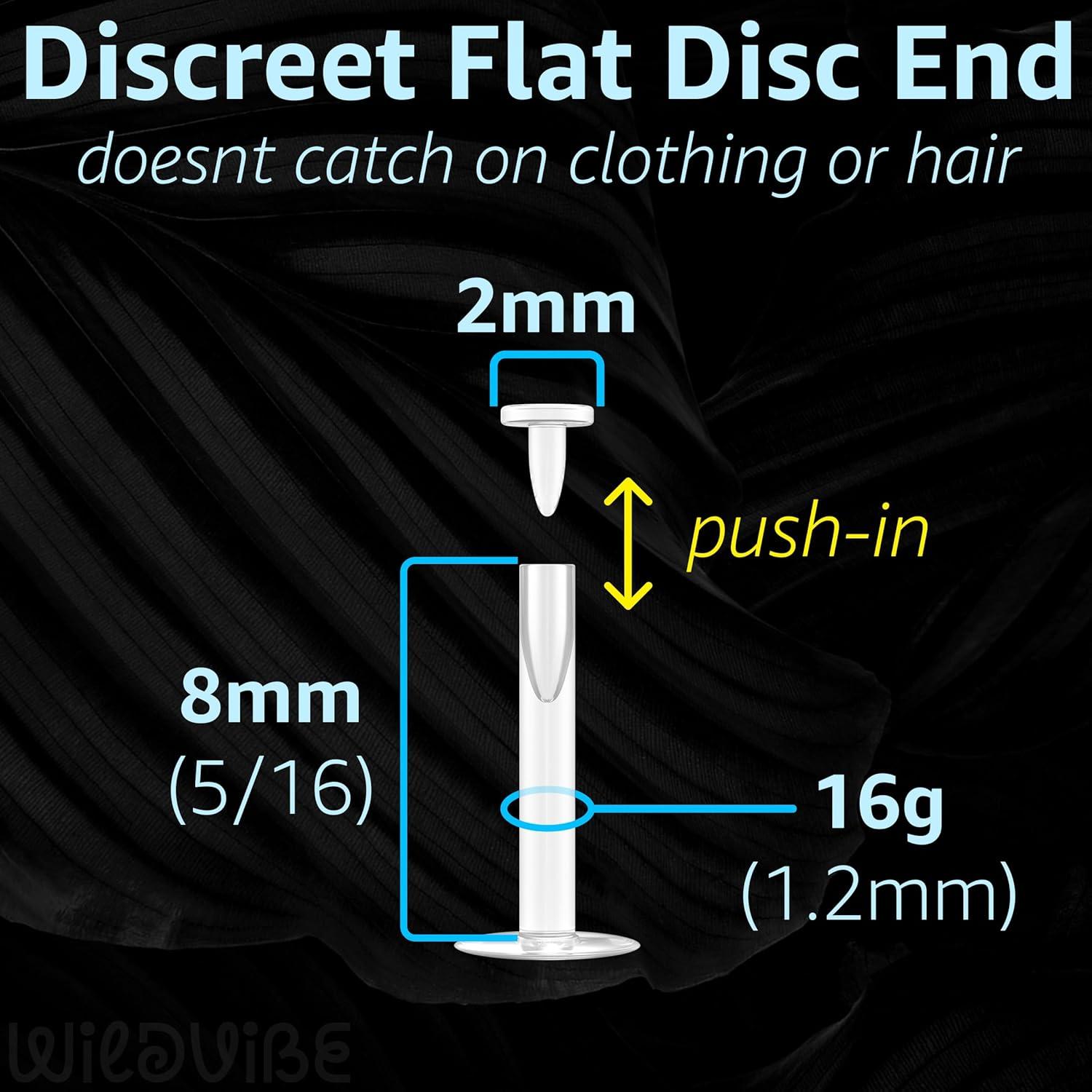 Pendientes Bioflex Transparentes 16g Set 10 Piezas 6-12mm