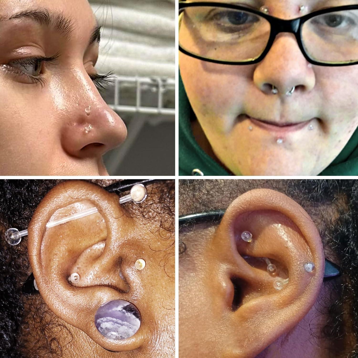 Set 36 Retenedores de Piercing Transparentes Bioflex Hipoalergénicos