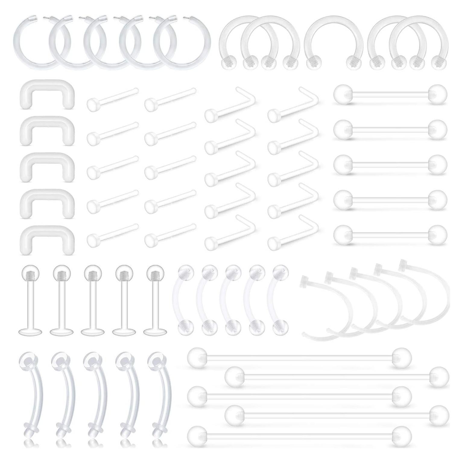 Kit 65pcs Retenedores Bioflex D.Bella para Piercings