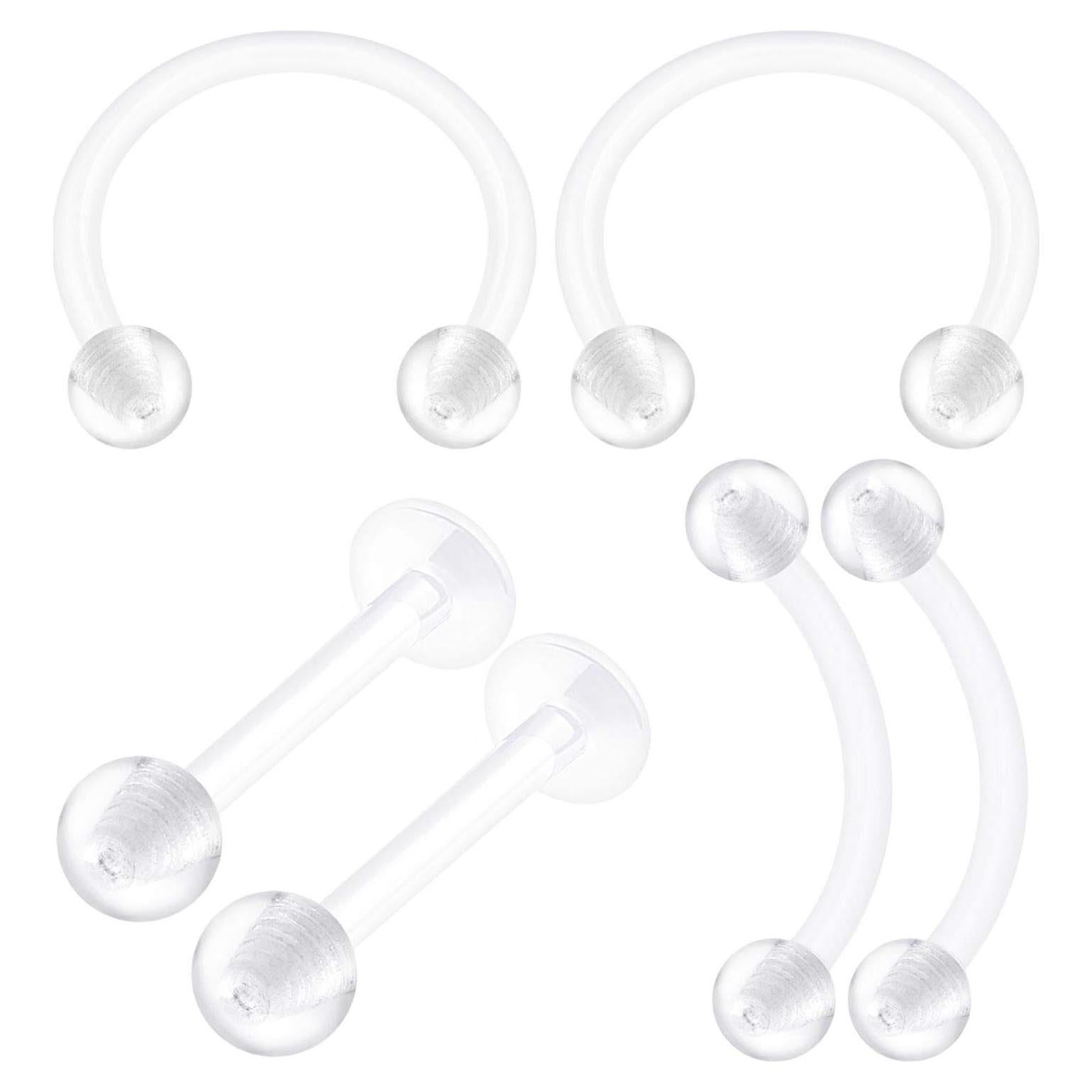 6 Piezas Retenedores de Piercing Bioflex 16g 10mm Claro