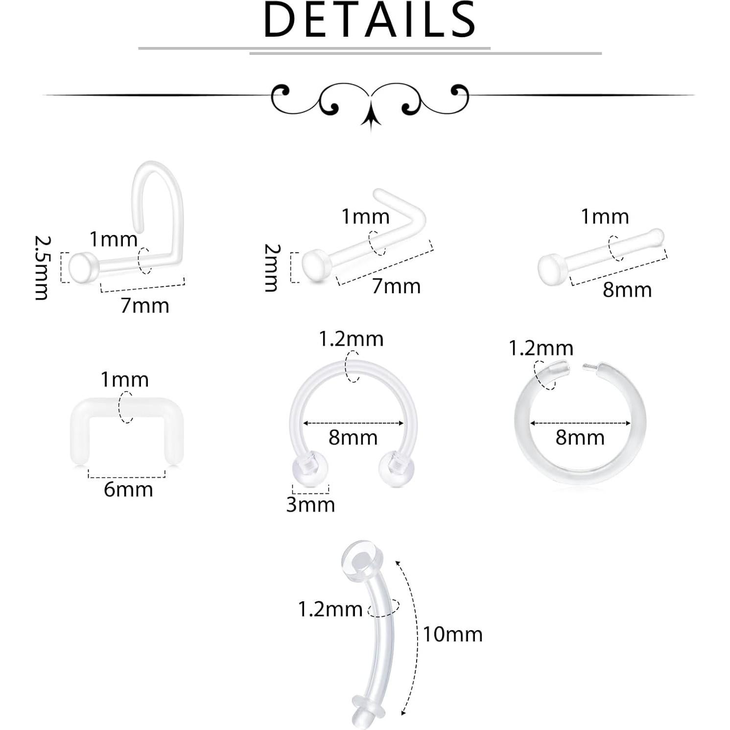 D.Bella Kit de Retención de Piercing 66pcs Bioflex Claro