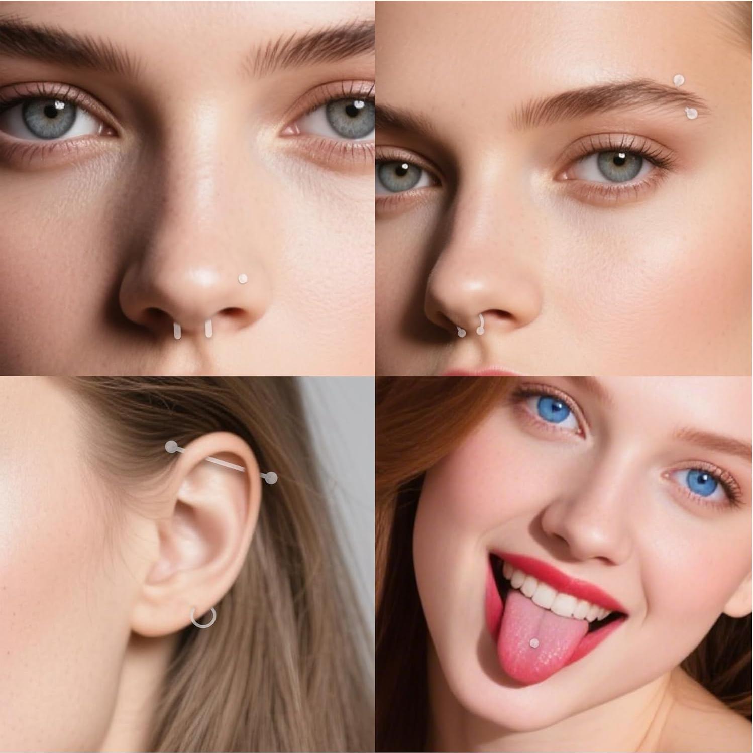 D.Bella Kit de Retención de Piercing 66pcs Bioflex Claro