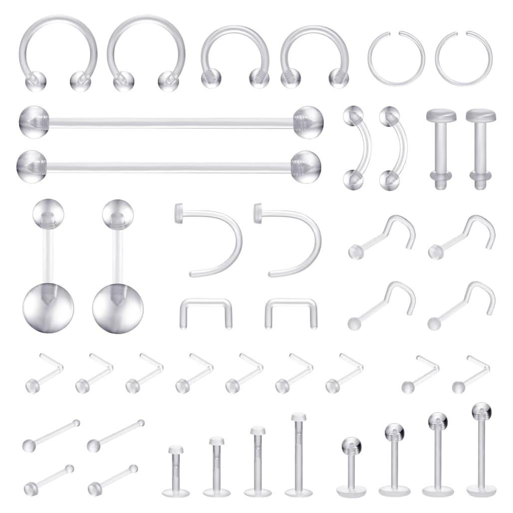 Conjunto de Retenedores de Piercing Transparentes Intera - 43 Piezas