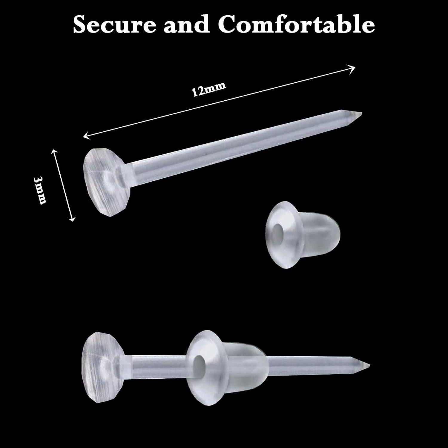 Pendientes de plástico Nkwuire 200 PCS con respaldo de goma