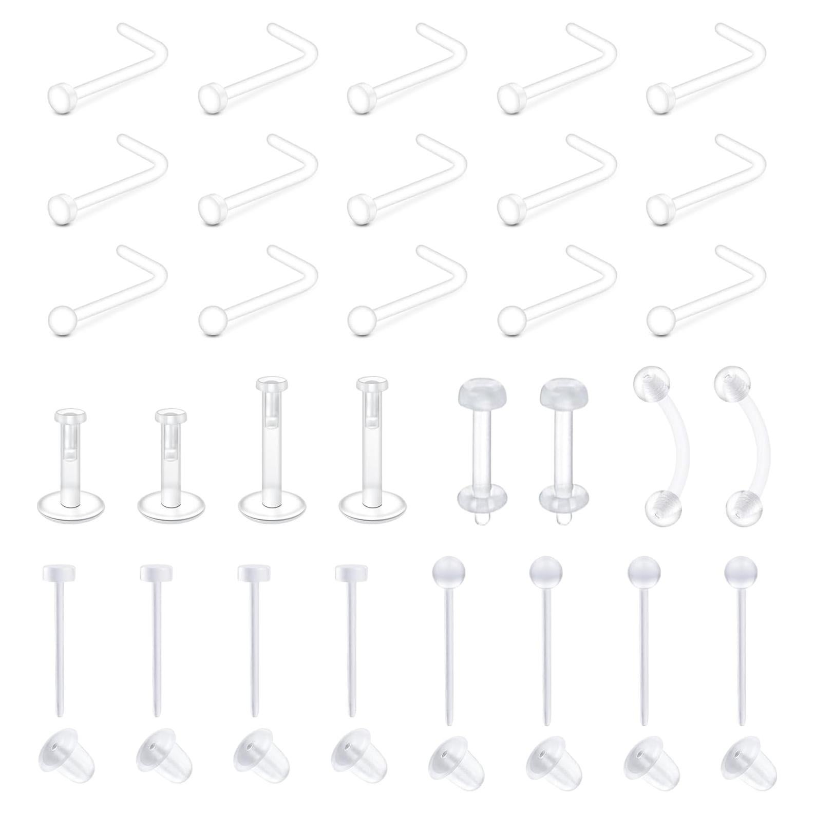 Studs de Nariz Transparentes MODRSA 20g para Cirugía y Deporte