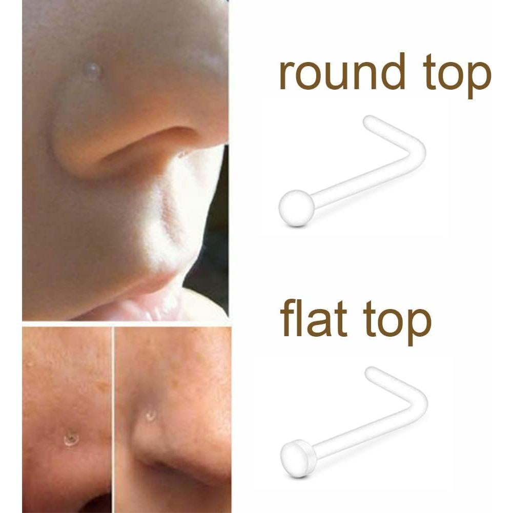 Studs de Nariz Transparentes MODRSA 20g para Cirugía y Deporte