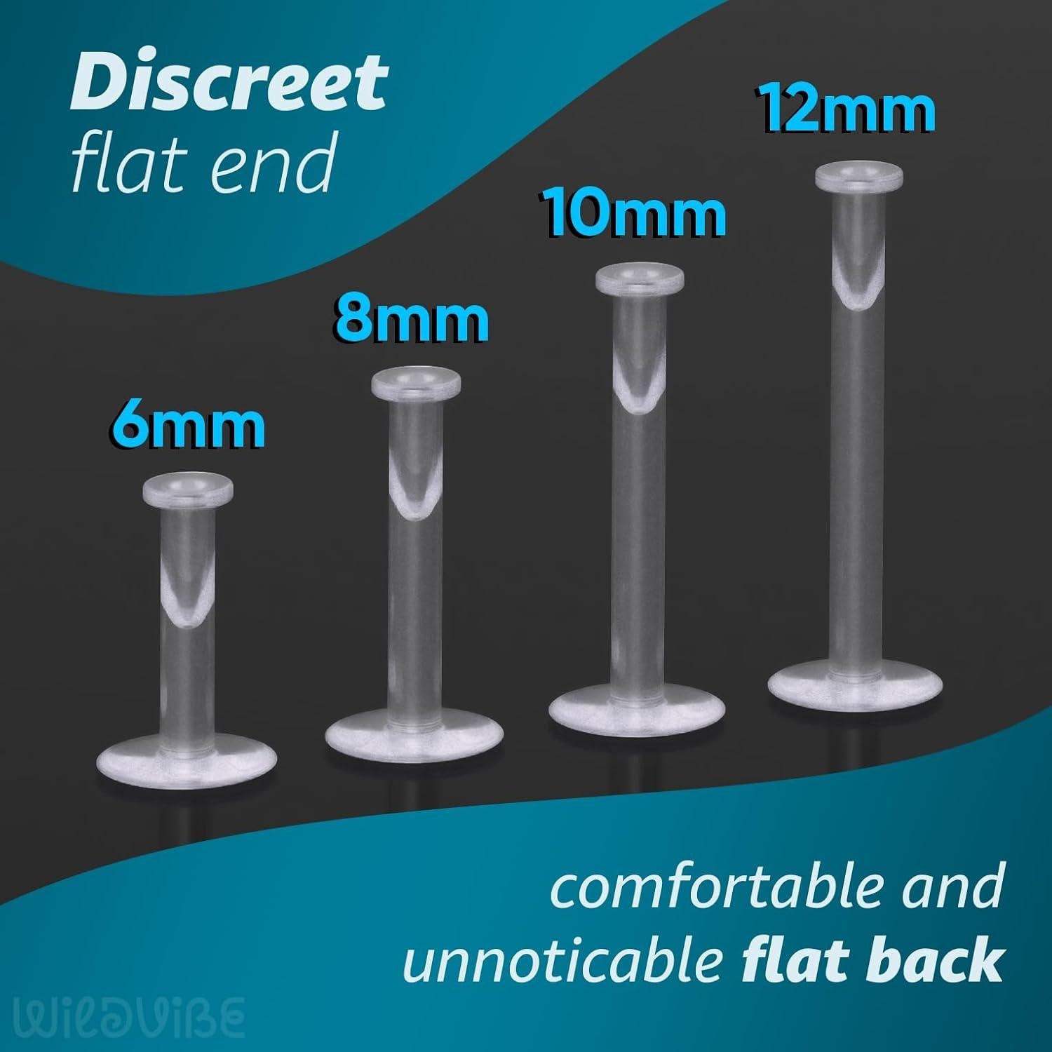 Pendientes Transparentes Bioflex 16g Set de 8pcs 6-12mm