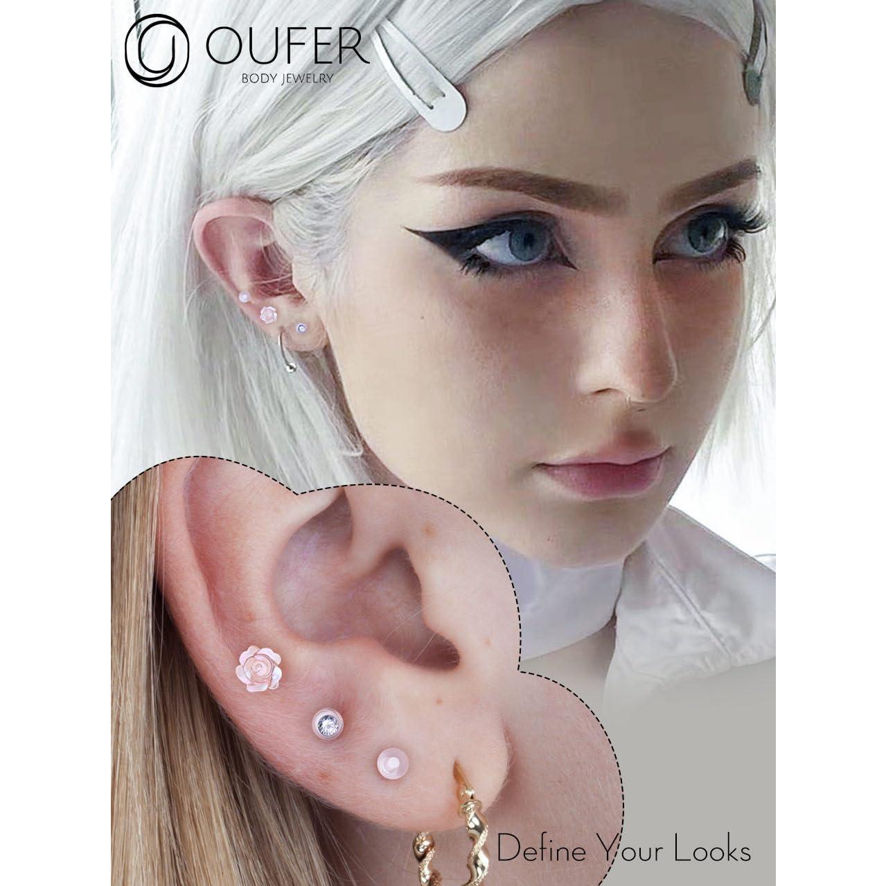OUFER 3PCS Retenedores de Piercing Transparentes 16G Bioflex