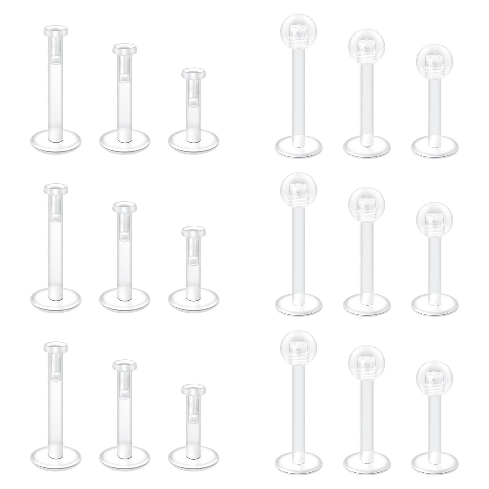 18 Piezas Retenedores de Piercing Transparentes 16G NIUSIMAN