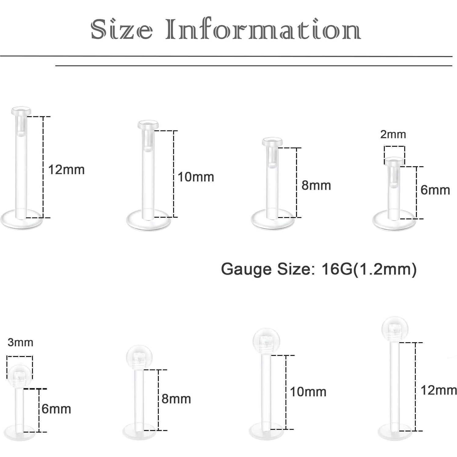 18 Piezas Retenedores de Piercing Transparentes 16G NIUSIMAN