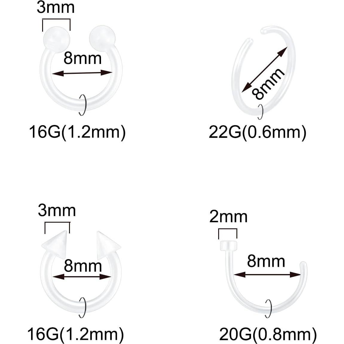 Kit de Retenedores Transparentes Bioflex 55PCS 14G 16G 20G