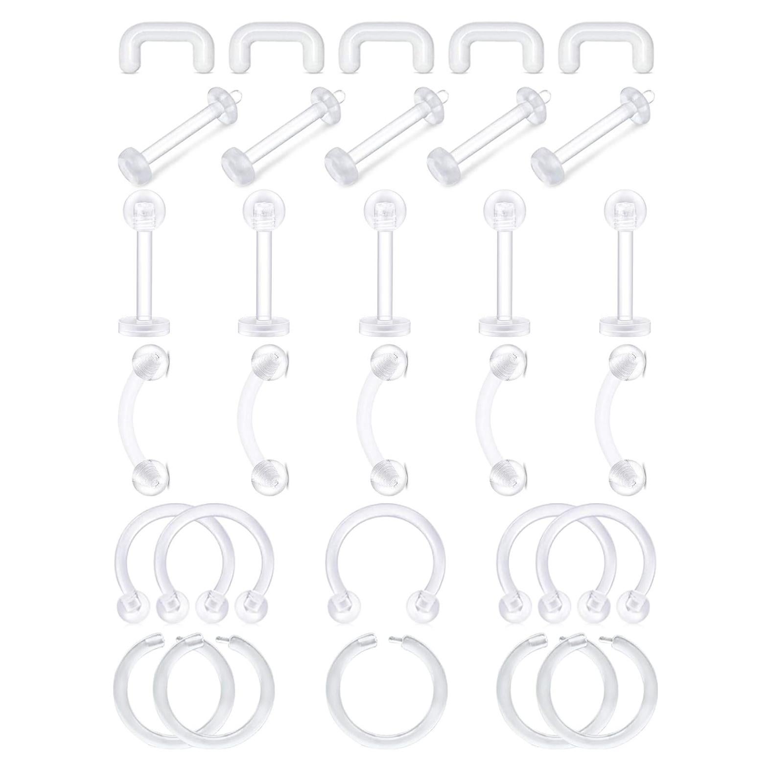 D.Bella 30 Piezas Retenedores de Piercing Hipoalergénicos 16G