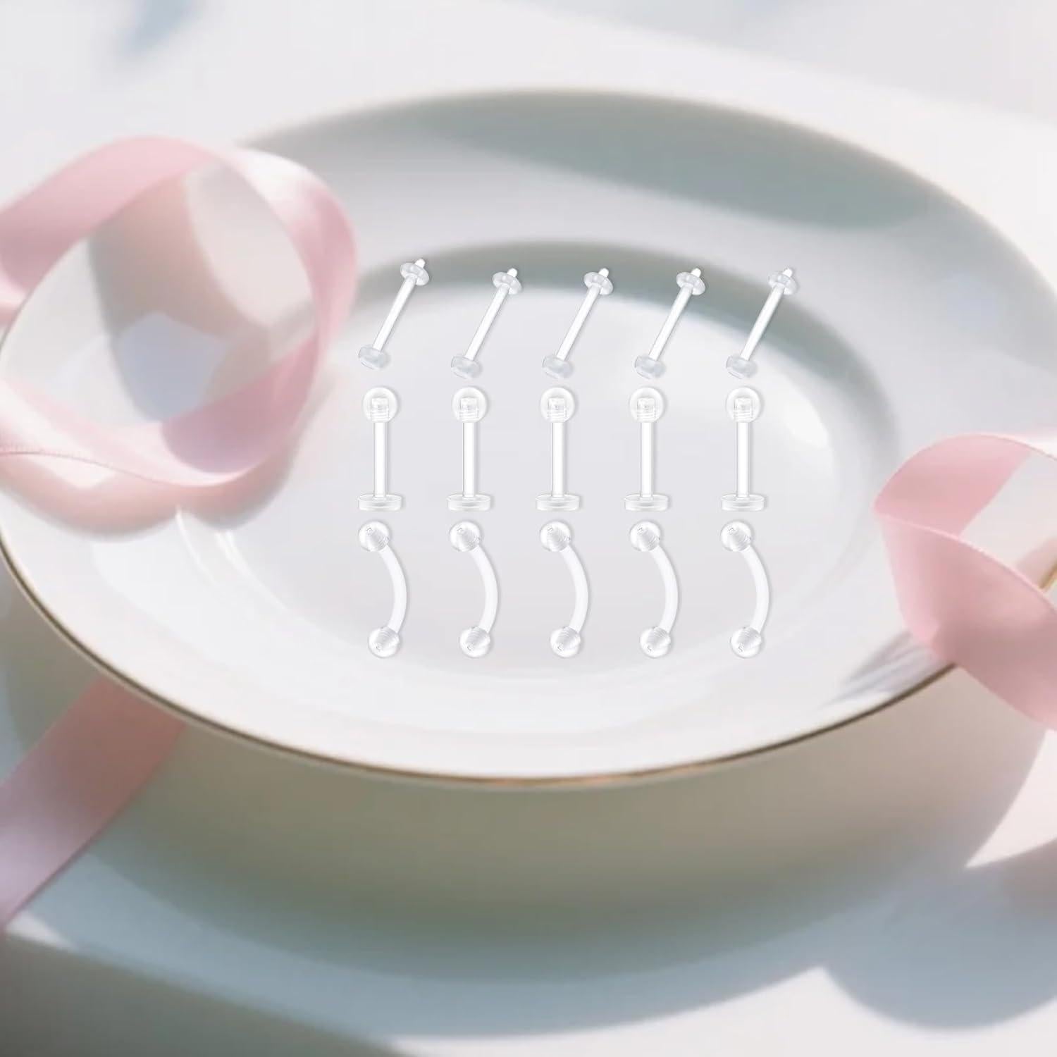 D.Bella 30 Piezas Retenedores de Piercing Hipoalergénicos 16G