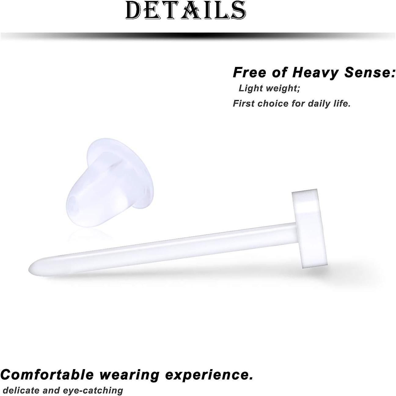 Pendientes de Plástico Transparentes Ocptiy 20G 6-12mm para Piercing