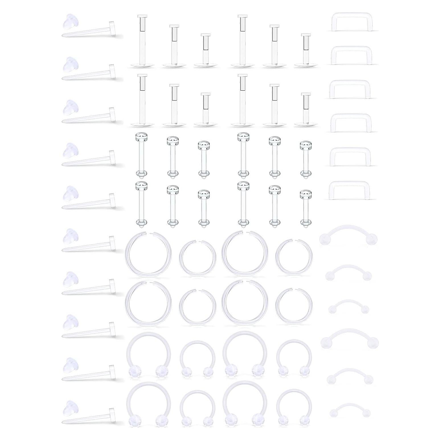 Conjunto de 62 Retenedores de Piercing Transparentes Lcolyoli