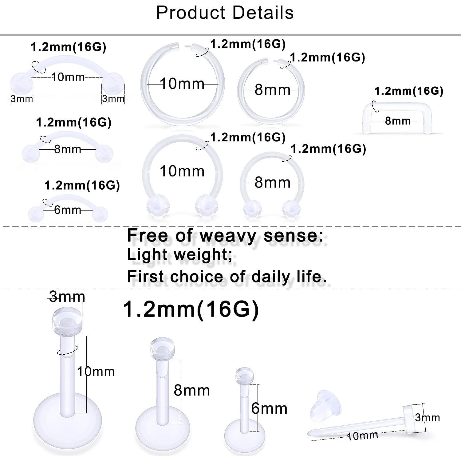 Conjunto de 62 Retenedores de Piercing Transparentes Lcolyoli
