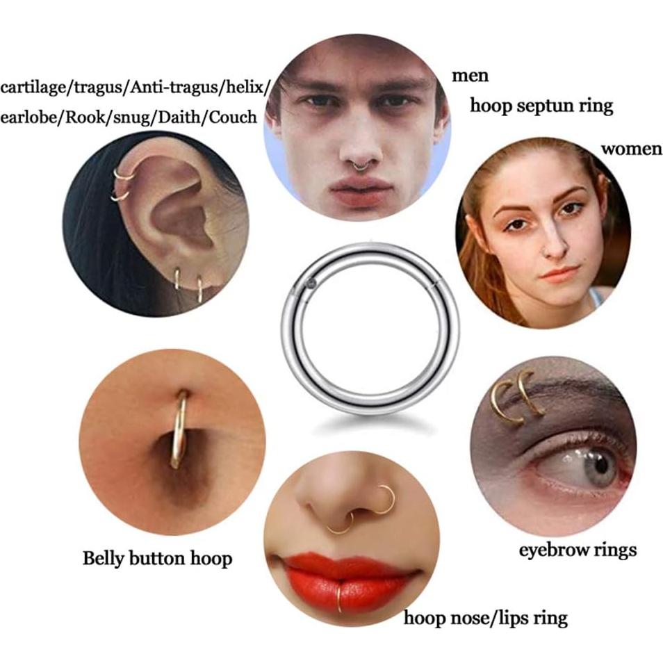 Aros Clicker 18G Acero Quirúrgico HQLA 4 Pares 6-12mm