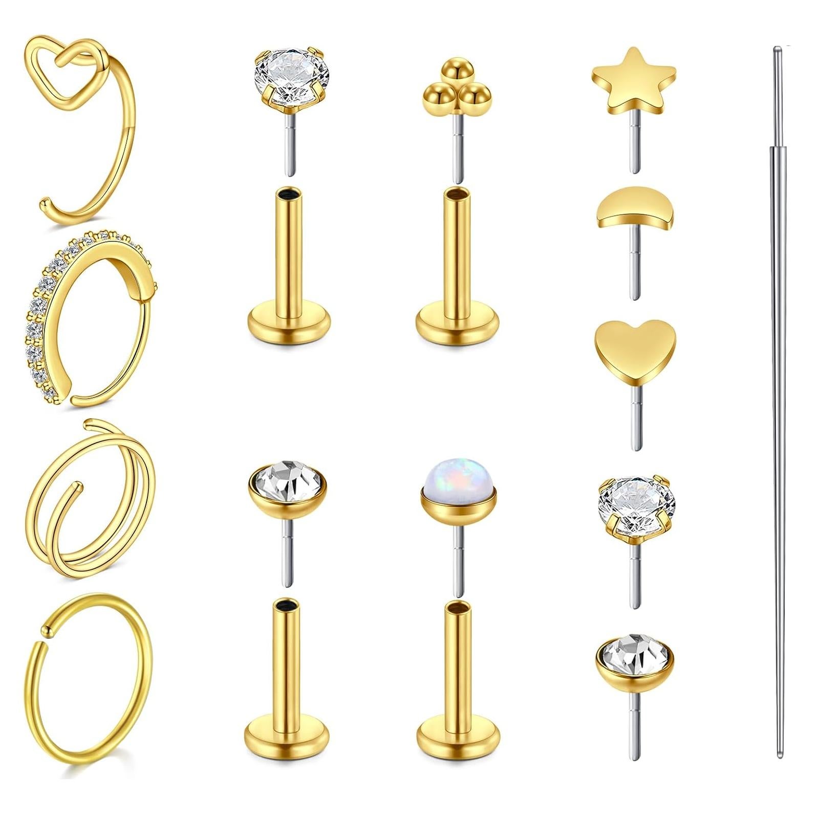 Anillos de Nariz VCMART 20g Acero Inoxidable Hipoalergénico