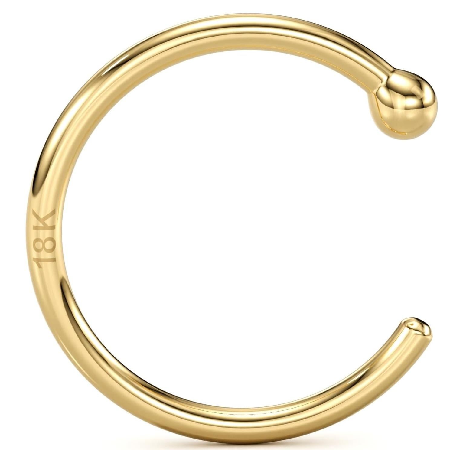 Aro de Nariz de Oro Amarillo 18k Body Candy 20 Gauge 8 mm