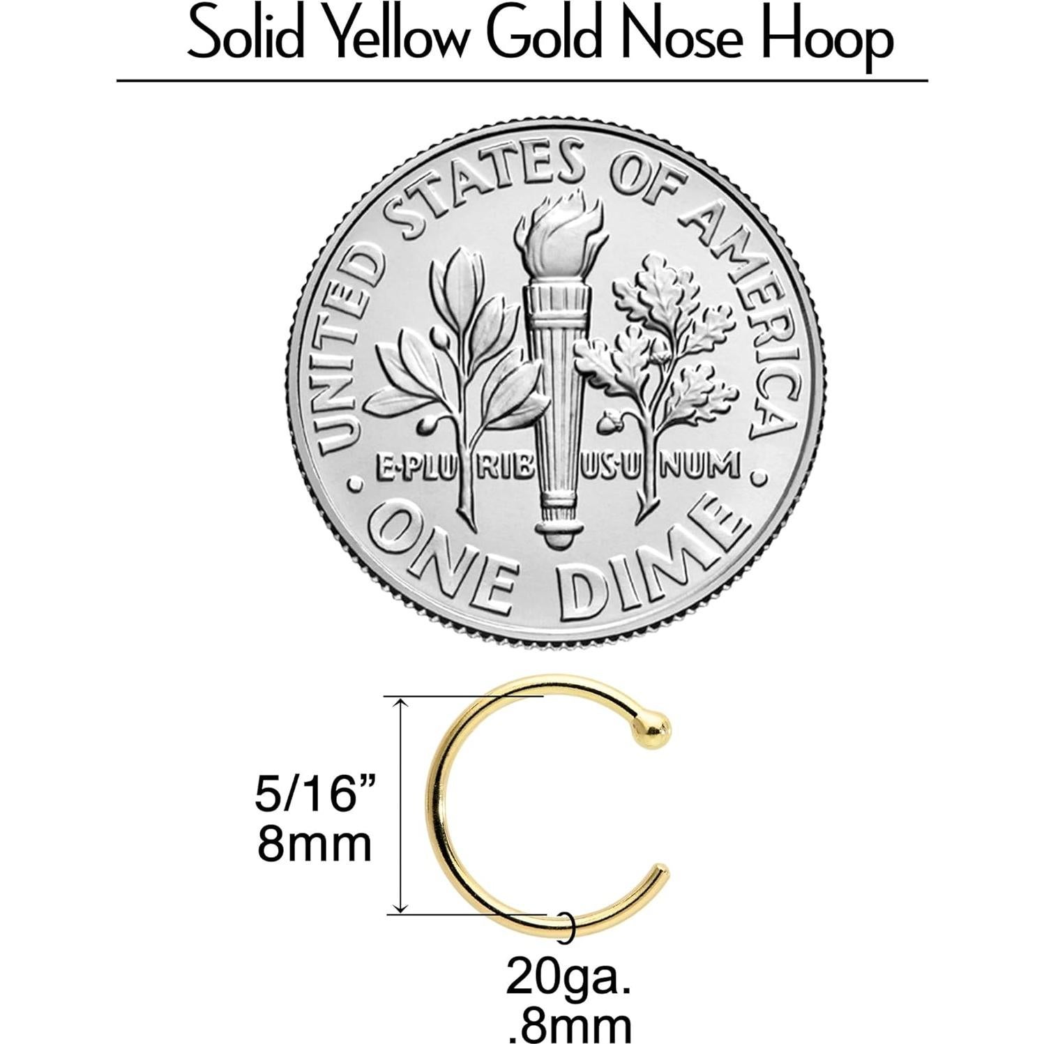 Aro de Nariz de Oro Amarillo 18k Body Candy 20 Gauge 8 mm