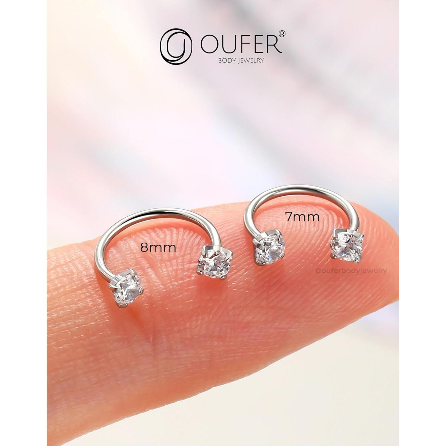 Anillos de Nariz OUFER 316L Acero Quirúrgico 20G 7mm 8mm