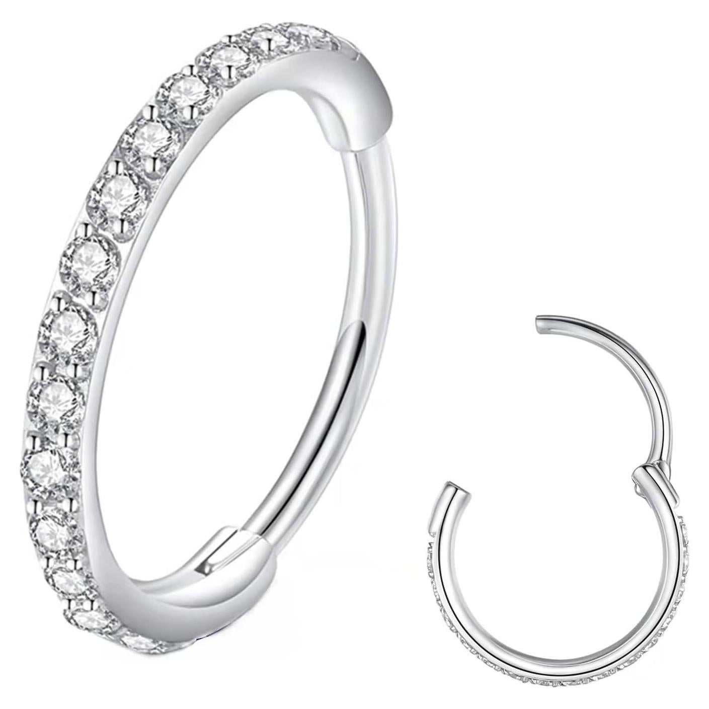 Anillo de Nariz BLESSMYLOVE 20G 8mm Acero Quirúrgico CZ