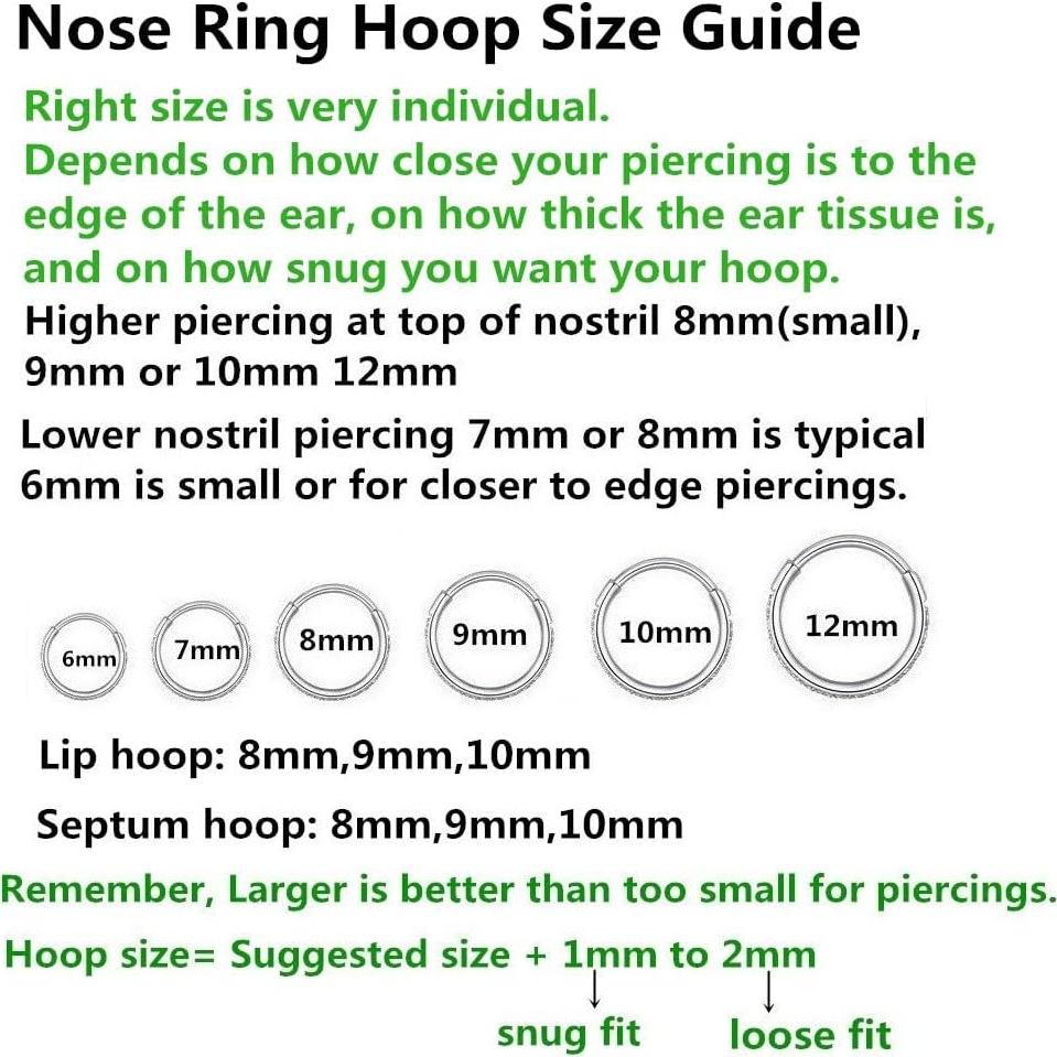 Anillo de Nariz BLESSMYLOVE 20G 8mm Acero Quirúrgico CZ