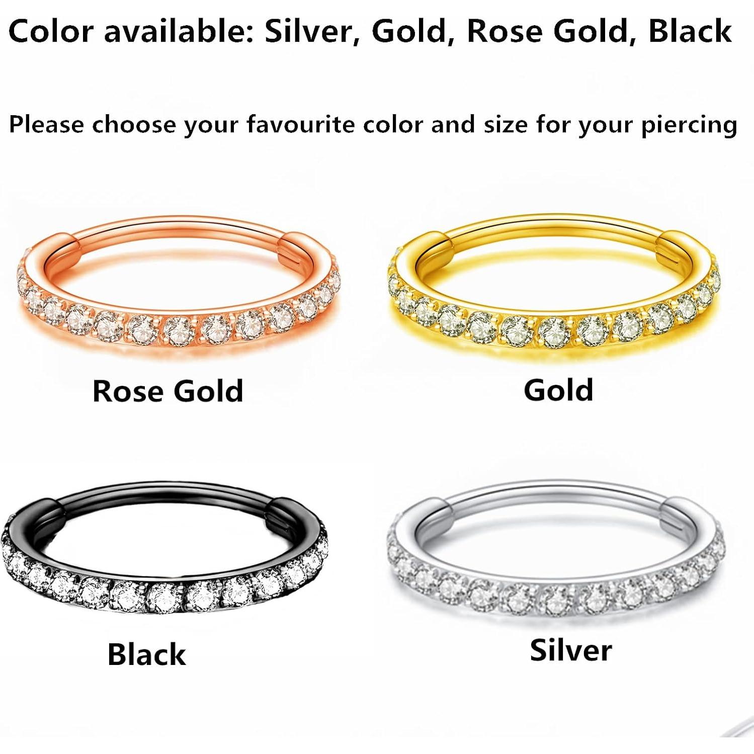 Anillo de Nariz BLESSMYLOVE 20G 8mm Acero Quirúrgico CZ