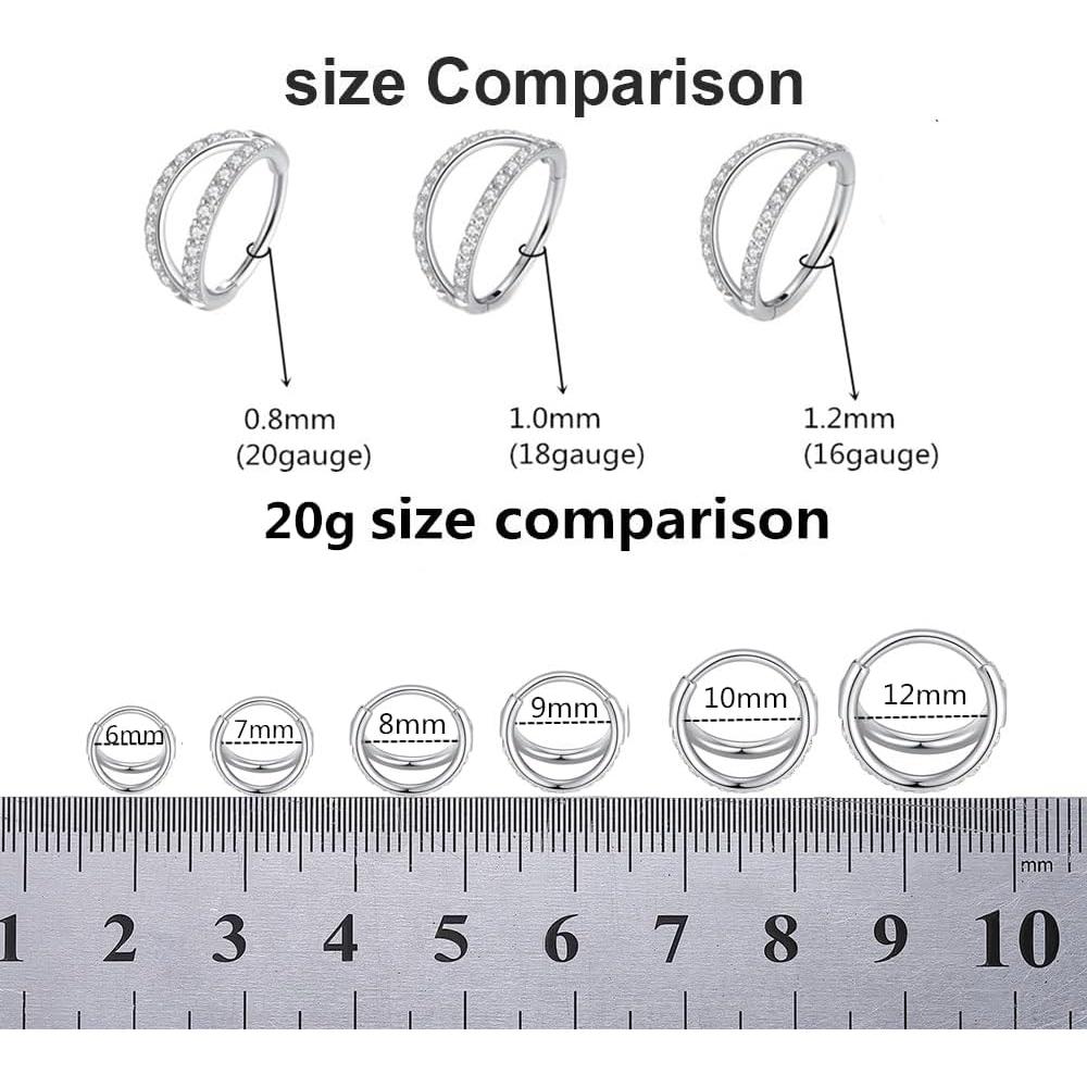 Aro de Nariz Doble CZ 316L Acero Quirúrgico 20G 8mm Plata