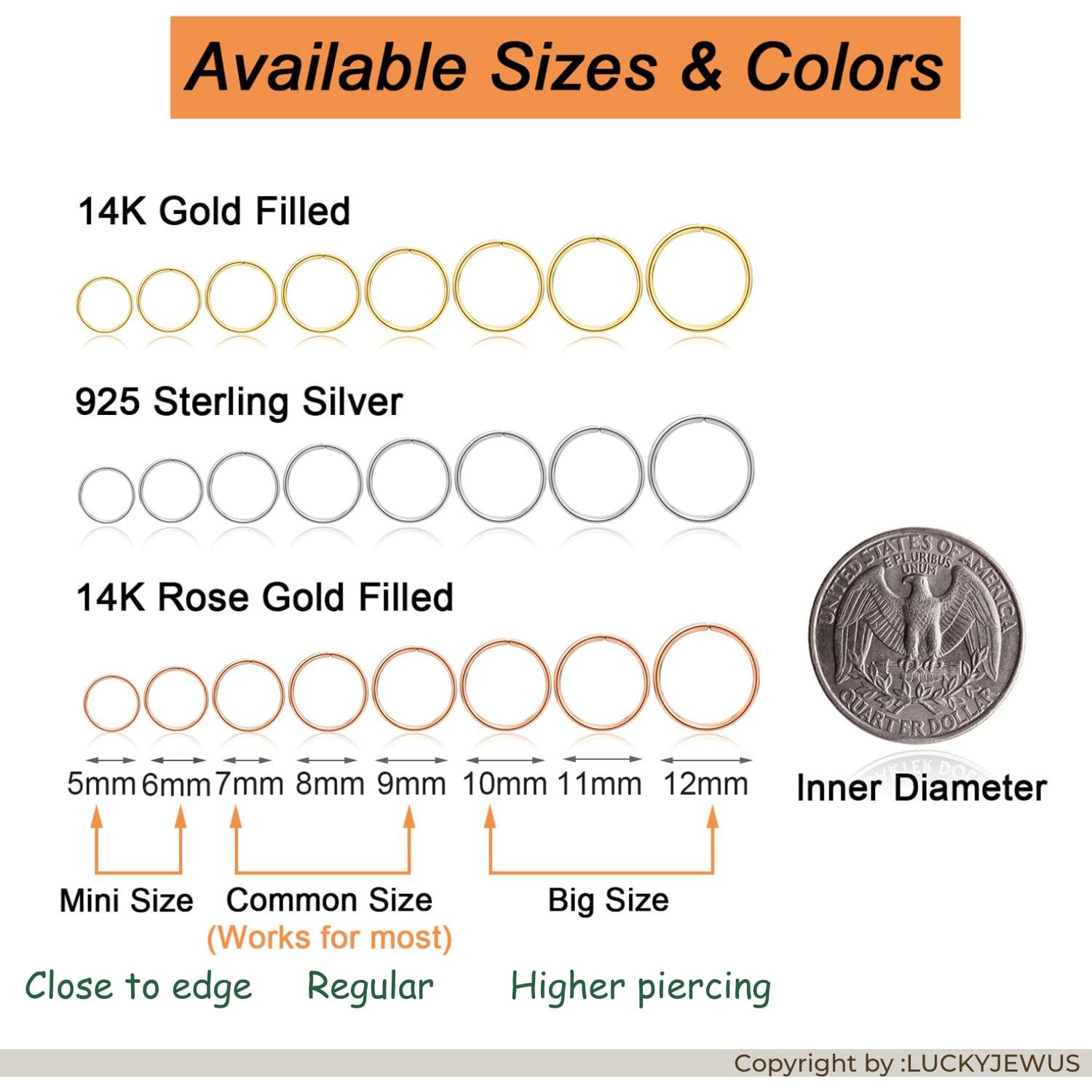 Aro de Nariz de Oro 14k 7mm 22G para Mujeres - Joyería Minimalista