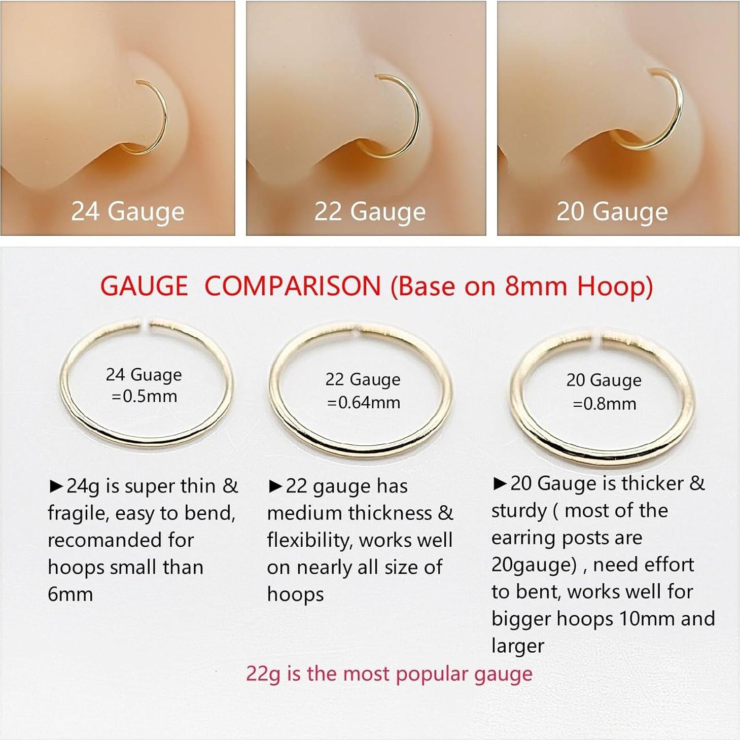 Aro de Nariz de Oro 14k 7mm 22G para Mujeres - Joyería Minimalista