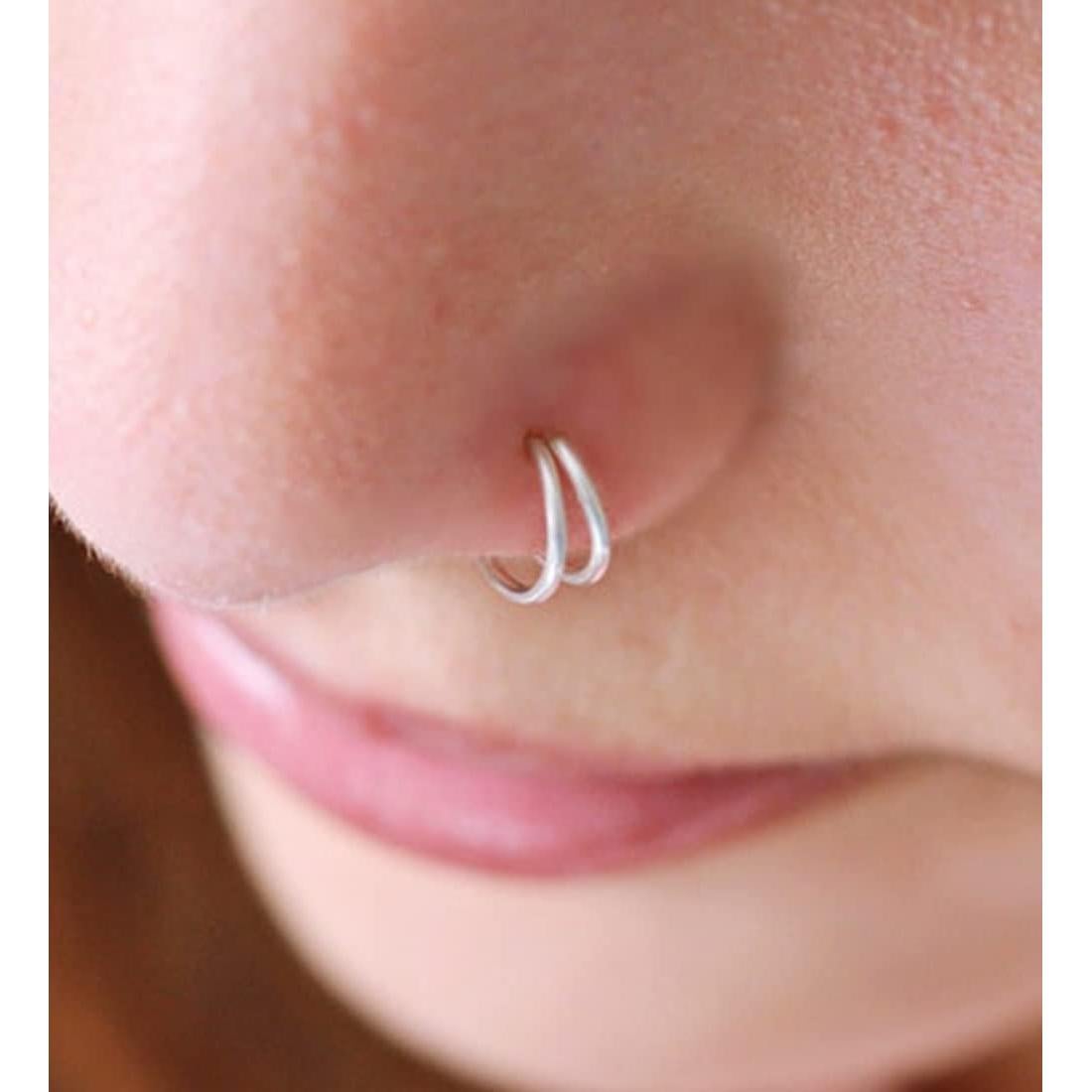 Anillos de Nariz MODRSA 20g Acero Quirúrgico Plata 8mm 10mm