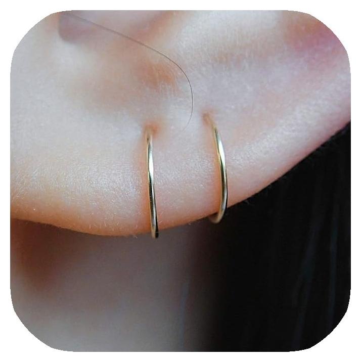 Pendientes de aro de oro 14k para cartílago 7mm 22 gauge